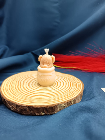 Lumânări Parfumate - lumânare ursuleț borcan miere – mărturie botez handmade