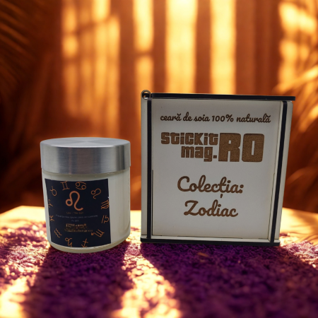 Colecția Zodiac Lumânări Premium - lumânare-parfumata-zodiac-leu-100g-cutie-premium-lemn