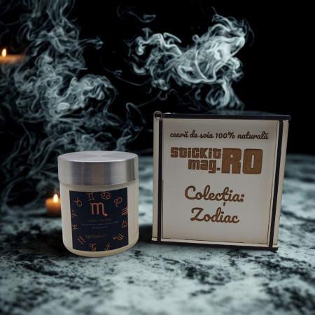Colecția Zodiac Lumânări Premium - lumanare-parfumata-zodiac-scorpion-100g-cutie-premium-lemn