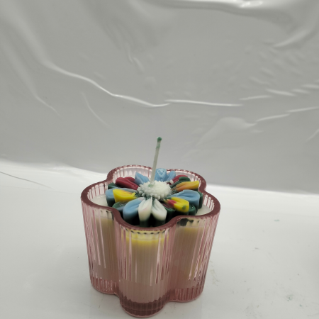 lumânare floare ceară cocos – mărturie nuntă botez handmade [7]