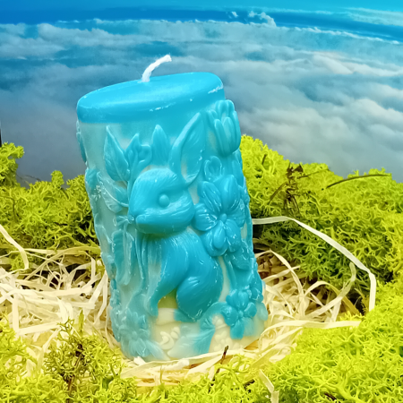 lumanare parfumata iepuras cu flori 230g cadou handmade [2]