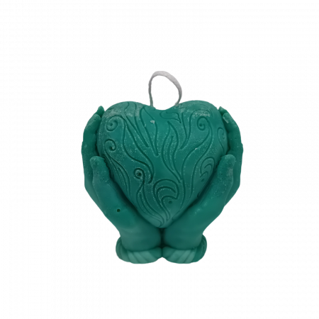 lumânare parfumată handmade inimă în mâini – cadou simbolic și mărturie [1]