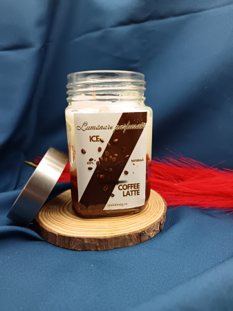Colecții Lumânări Parfumate - lumanare-parfumata-ice-coffee-latte-ceara-gel-recipient-sticla-capac-metalic