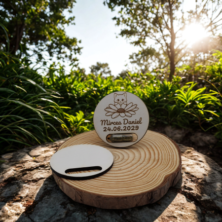 Mărturii Personalizate pentru Nuntă și Botez - marturie-plantabila-botez-pisica-pe-floare-seminte-de-flori