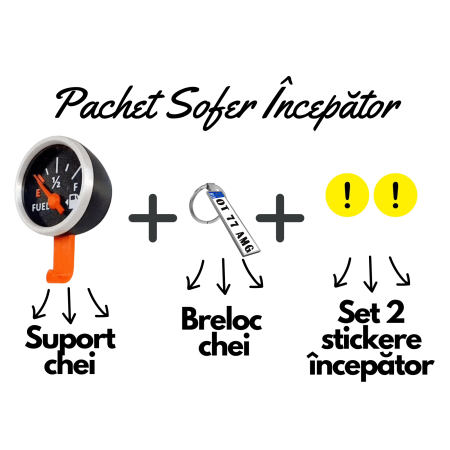 Cadouri pentru Șoferi - pachet-sofer-incepator-breloc-numar-suport-chei-ceas-combustibil