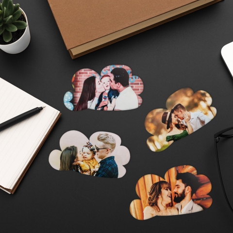 Cadouri Craciun - Set 4 magneti de frigider personalizati cu pozele tale – model Clouds