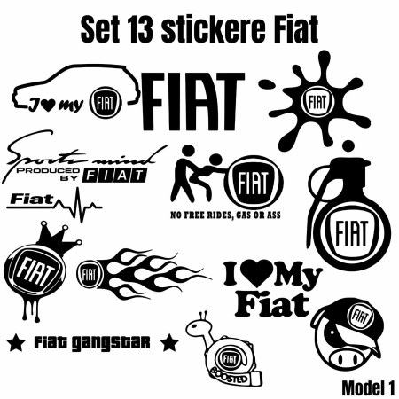Fiat - set-13-stickere-auto-fiat-personalizate