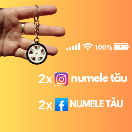 Stickere universale - set-accesorii-auto-breloc-3d-roata-stickere-instagram-facebook