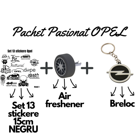 Cadouri pentru Șoferi - set-pasionati-opel-stickere-breloc-air-freshener-roata-3d.webp