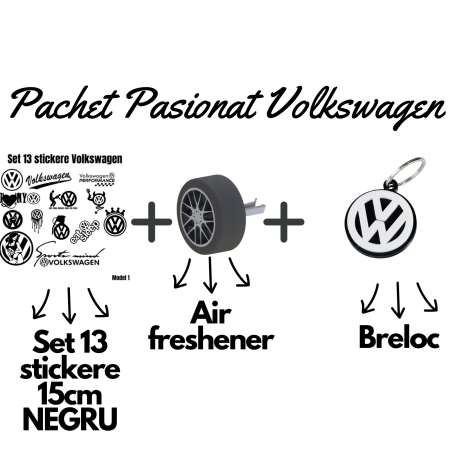 Cadouri pentru Șoferi - set-pasionati-volkswagen-stickere-breloc-air-freshener-roata-3d.webp