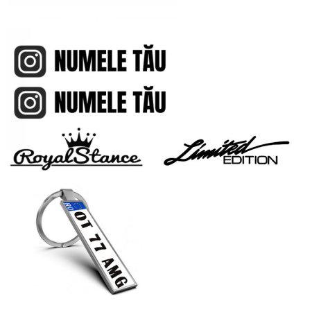 Stickere Auto și Moto – Autocolante Premium - set-auto-personalizat-4-stickere-breloc-metalic-model-9