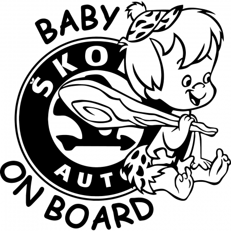 Stickere Mașină - Sticker auto Baby On Board Skoda – atentionare copil in masina