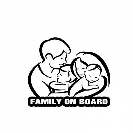 Stickere universale - Sticker auto „Family On Board” – autocolant familie la bord pentru lunetă