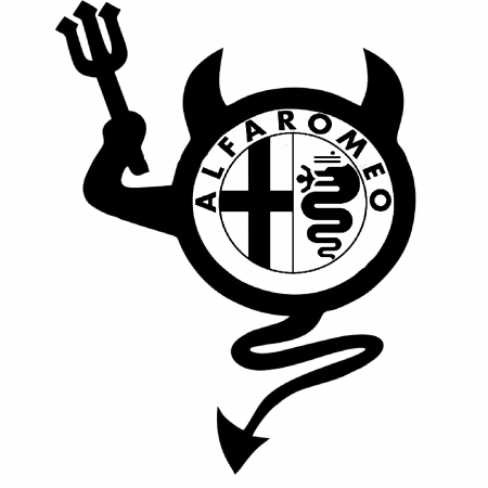 Alfa Romeo - Sticker auto „Devil – Află Romeo” – autocolant amuzant cu mesaj și mascotă diavol
