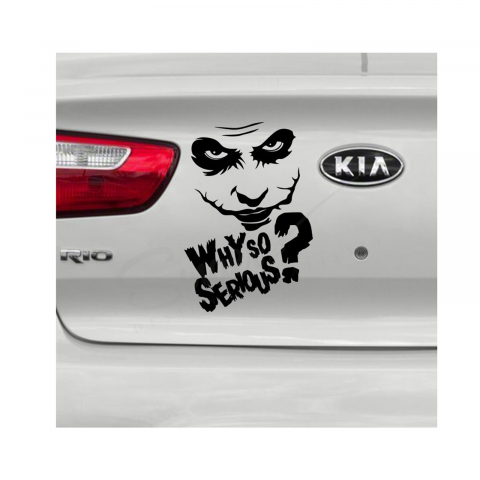 Stickere Mașină - Sticker auto „Why So Serios” – autocolant amuzant și ironic pentru mașină