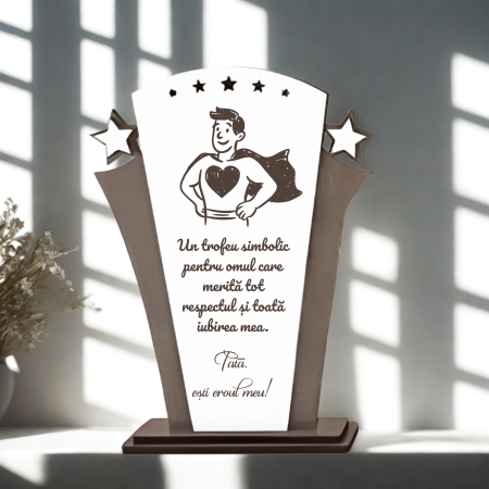Trofee Personalizate din Lemn și Plexiglass - trofeu-tricou-personalizat-pentru-tata-premium-awards