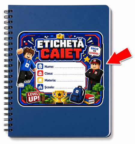 Inceperea anului scolar - Etichete Adezive Caiete Baieti Roblox, Back to School 5x5cm
