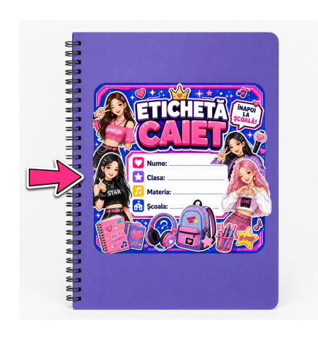 Inceperea anului scolar - Etichete Adezive Caiete Fete K-Pop, Back to School 5x5cm 25 de bucati