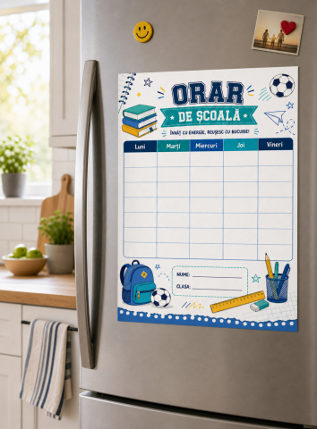 Inceperea anului scolar - Orar Adeziv pentru Frigider baieti - 30x40cm