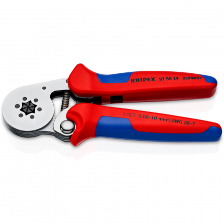 Scule de mana - Clește de sertizat ferule KNIPEX, cu autoreglaj, cu introducere laterală [97 55 14]