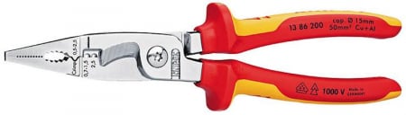Scule de mana - Cleste electrician cu 6 functii izolat 1000 V, 200 mm, KNIPEX [13 86 200]