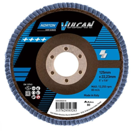 Discuri lamelare - Disc lamelar VULCAN, 125x22mm, GRAN. P80 [63642502318] NORTON