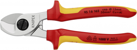 Scule de mana - Foarfece pentru taiat cabluri KNIPEX, maner multicomponent VDE ,165 mm [95 16 165]