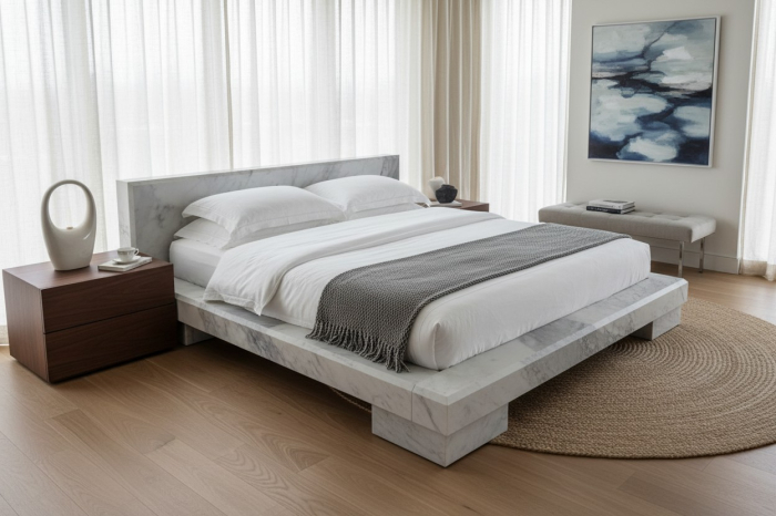 Cadru pat din piatră naturală, model Alia [4]