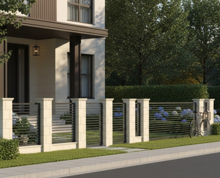 Capac din piatră naturală pentru soclu de gard - Colecția QADRA [2]