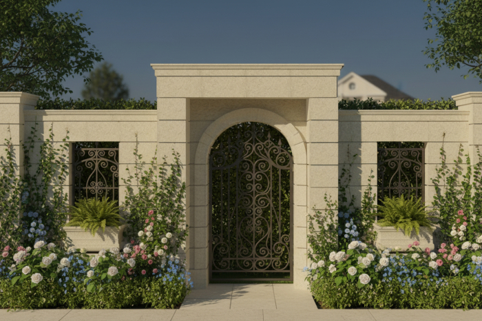 Capac + cornișă pentru gard din piatră naturală, Colecția GEORGIO [5]