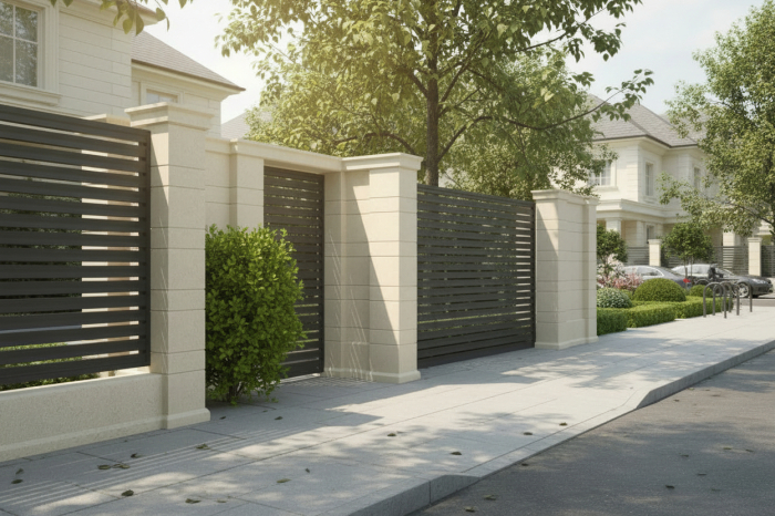 Capitel tip grindă din piatră naturală pentru stâlp de gard - Colecția LINEO [4]