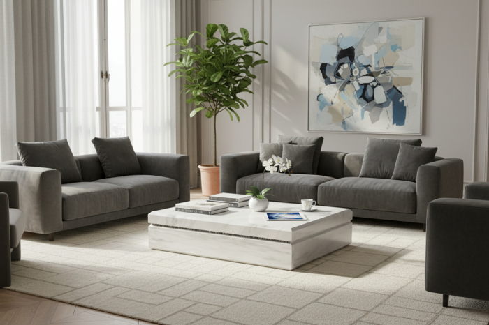 Măsuță sau comodă cu sertar din marmură Thassos pentru living [3]