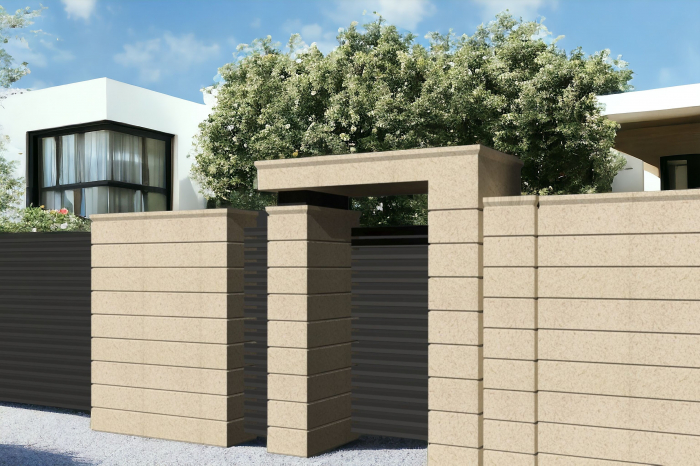 Element stâlp intermediar din piatră naturală, semiîncastrat pentru gard - Colecția PALMYRE [6]