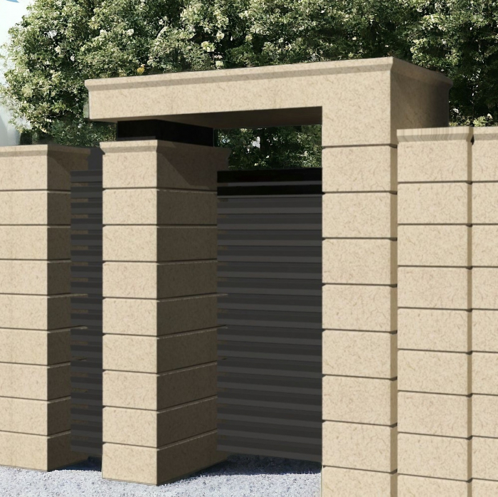 Element stâlp intermediar din piatră naturală, semiîncastrat pentru gard - Colecția PALMYRE [4]