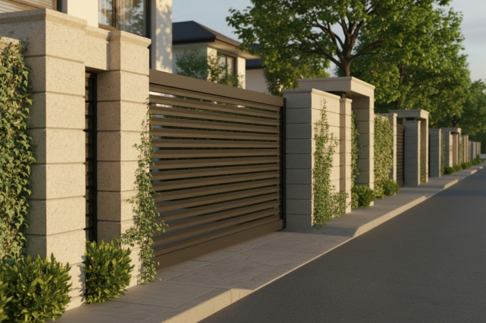 Element stâlp intermediar din piatră naturală, semiîncastrat pentru gard - Colecția PALMYRE [4]