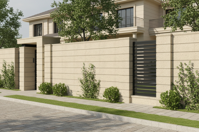 Element stâlp intermediar din piatră naturală, semiîncastrat pentru gard - Colecția PALMYRE [3]