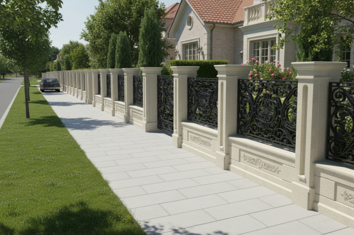 Element stâlp intermediar din piatră naturală pentru gard - Colecția LOUIS [3]