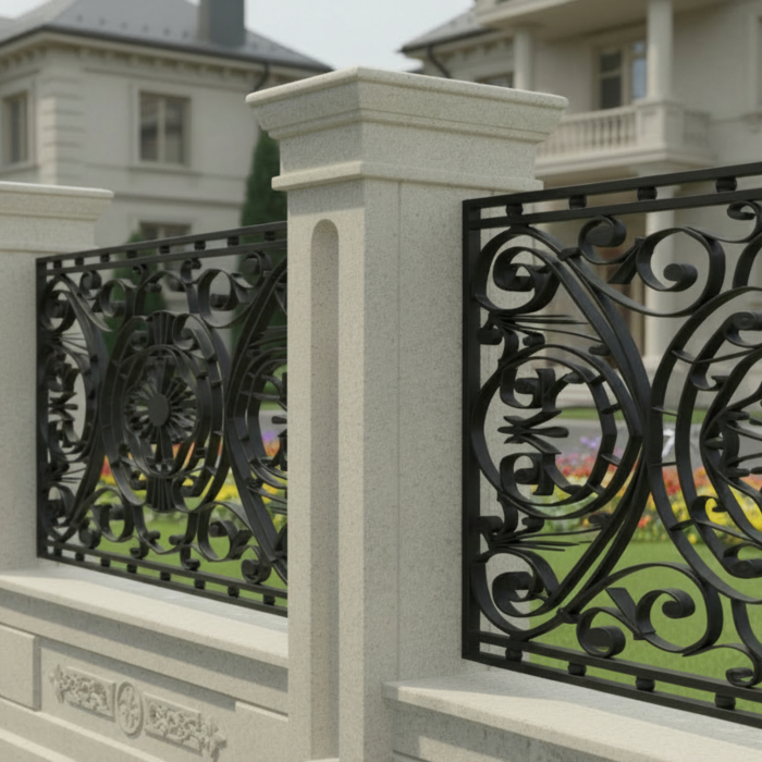 Element stâlp intermediar din piatră naturală pentru gard - Colecția LOUIS [7]