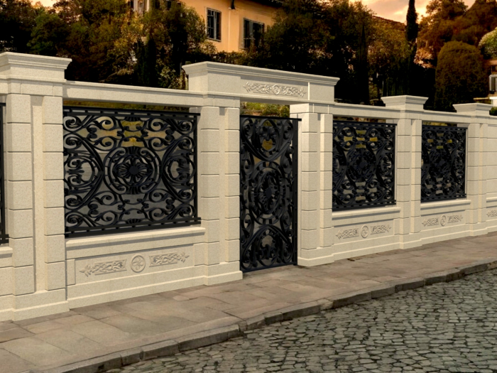 Element stâlp intermediar din piatră naturală pentru gard - Colecția EMPIRE [4]