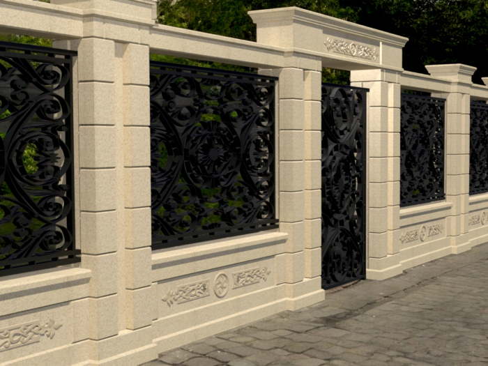 Element stâlp intermediar din piatră naturală pentru gard - Colecția EMPIRE [3]
