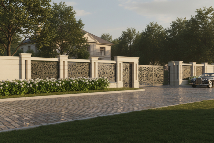 Element stâlp intermediar din piatră naturală pentru gard - Colecția OXFORD [2]