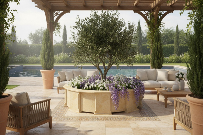 Ghiveci octogonal din piatră naturală [4]