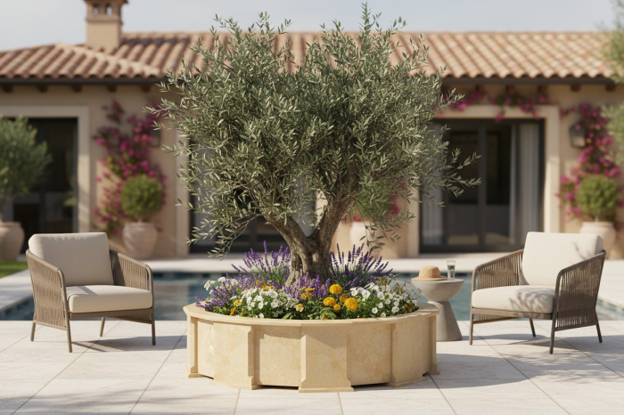 Ghiveci octogonal din piatră naturală [3]