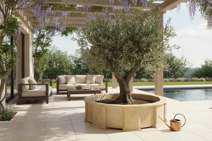 Ghiveci octogonal din piatră naturală [2]