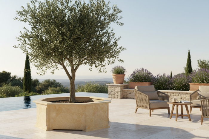 Ghiveci hexagonal din piatră naturală [3]