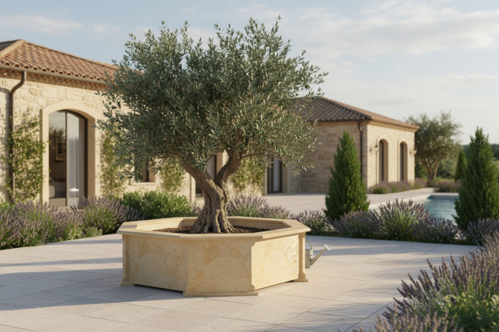 Ghiveci hexagonal din piatră naturală [4]