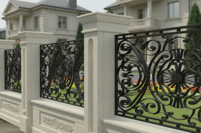 Panou pentru soclu de gard din piatră naturală - Colecția LOUIS [2]