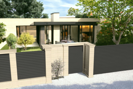 Capitel tip grindă din piatră naturală pentru stâlp de gard - Colecția LINEO [2]