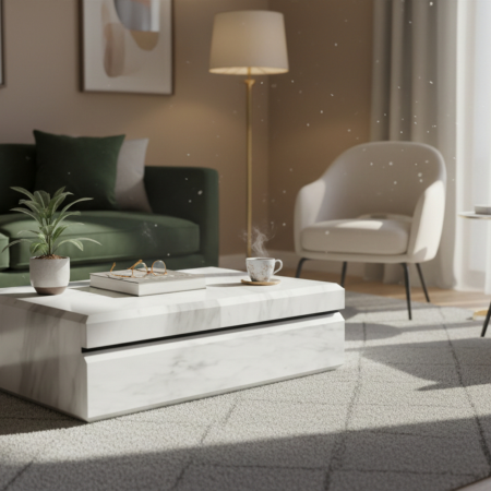 Mobilier - Măsuță sau comodă cu sertar din marmură Thassos pentru living