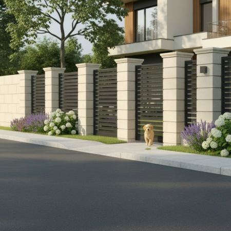 Garduri - Element stâlp intermediar din piatră naturală pentru gard - Colecția PRIMAVERA